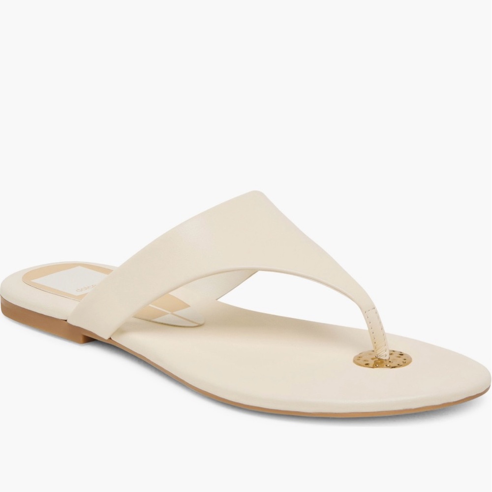 🟠NWT DOLCE VITA Kittle Thong Leather Sandals in Off White Sz 11